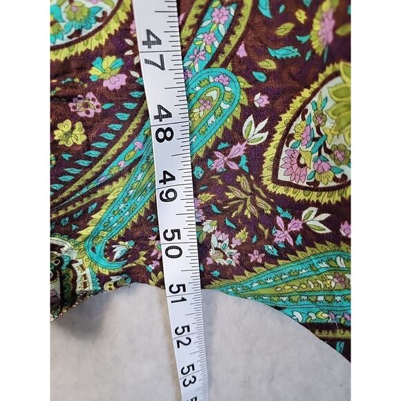 Vtg 90s ERIKA Green Paisley Pleated Button Front Rayon Maxi Dress Women's XL - Picture 8 of 11